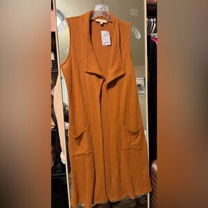 Women's Orange Sleeveless Sweater Vest
